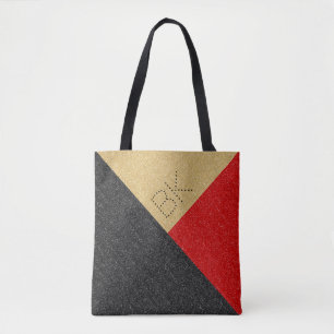 Bolsa Tote Monograma Dourado Vermelho Brilhante Preto Persona