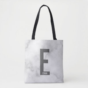 Bolsa Tote Monograma e Nome de Negrito Personalizado Moderno