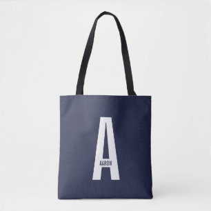Bolsa Tote Monograma e Nome de Negrito Personalizado Moderno