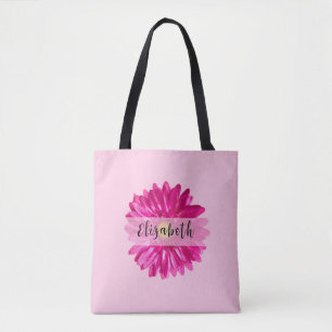 Bolsa Tote Monograma e nome personalizado de margarida rosa q