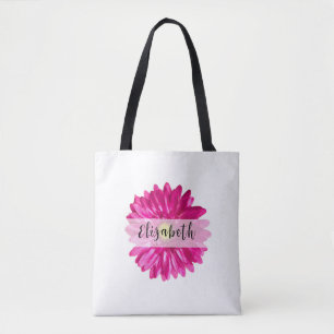 Bolsa Tote Monograma e nome personalizado de margarida rosa q