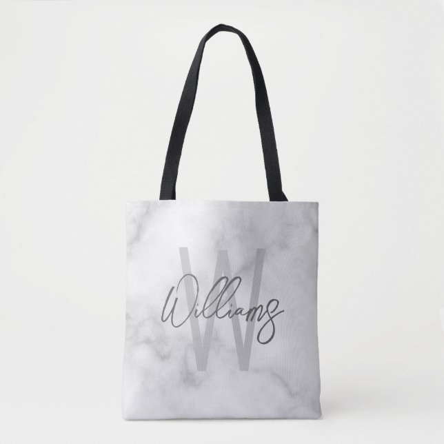 Bolsa Tote Monograma e Nome Personalizados de Script de Ângul (Frente)
