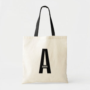 Bolsa Tote Monograma e Nome Personalizados em Negrito Moderno