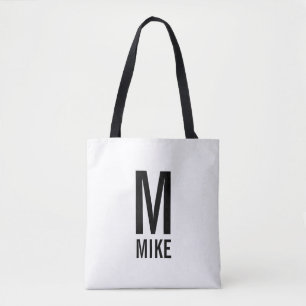 Bolsa Tote Monograma e Nome Personalizados Modernos