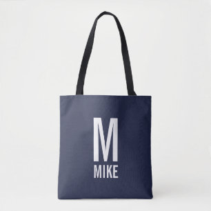 Bolsa Tote Monograma e Nome Personalizados Modernos