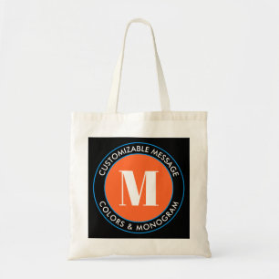Bolsa Tote Monograma e Texto Negrito Laranja-branca-negra e