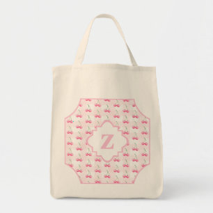 Bolsa Tote Monograma Elegante de Cereja Rosa-Cor-de-Água