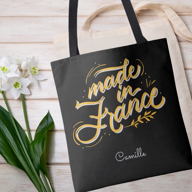 Bolsa Tote Monograma Elegante de Na moda preto e branco (Criador carregado)