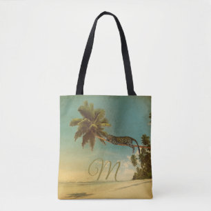 Bolsa Tote Monograma Elegante de Palma Tropical Leopardo-Vint