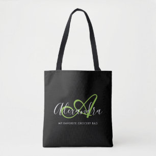 Bolsa Tote Monograma Elegante em Verde para Compras