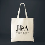 Bolsa Tote monograma elegante favor de casamento festa noiva<br><div class="desc">Projetado pela Arty Apple Limited</div>