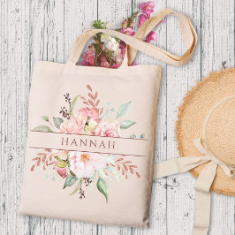 Bolsa Tote Monograma Elegante Rosa Rosa Rosa Rosa, Floral