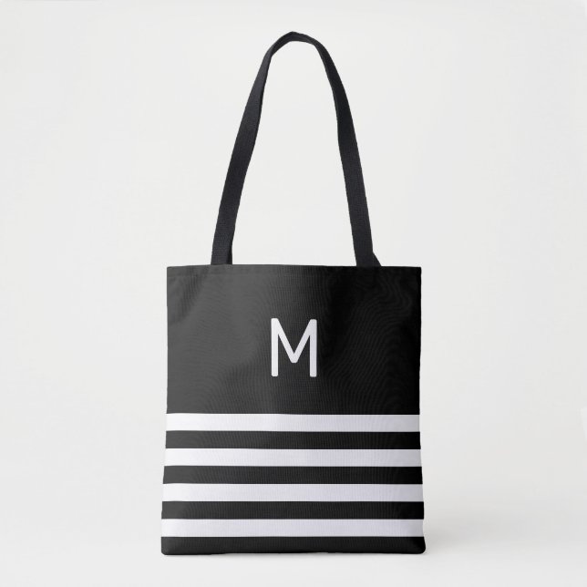 Bolsa Tote Monograma em branco e preto (Frente)