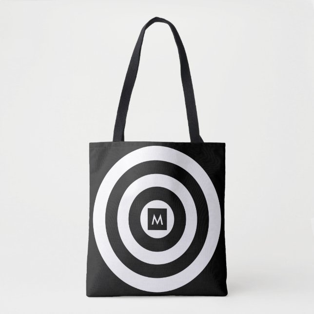 Bolsa Tote Monograma em Círculos Preto e Branco (Frente)