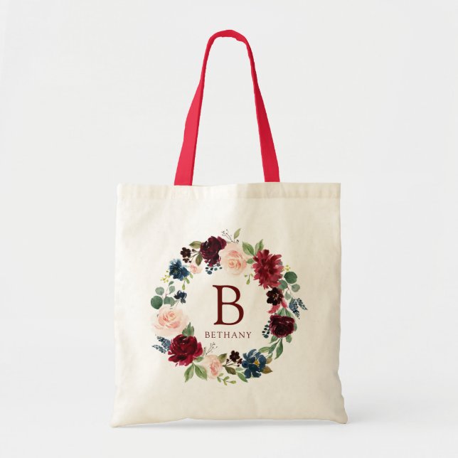 Bolsa Tote Monograma em negrito com Buquê (Frente)