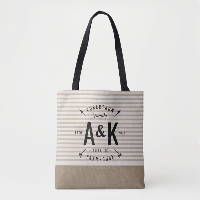 Bolsa Tote Monograma Família Seta Rústica (Frente)