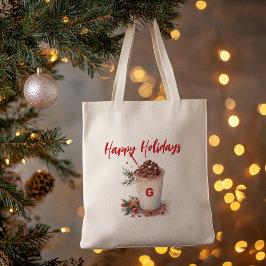 Bolsa Tote Monograma Feriado Natal Bag de Café