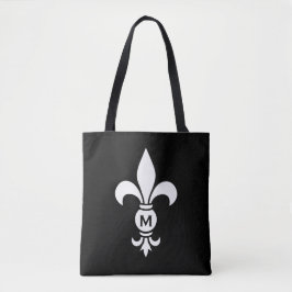 Bolsa Tote Monograma Fleur De Lis Moderno, preto e branco sim