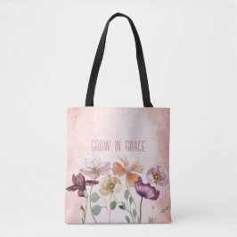 Bolsa Tote Monograma Floral Aquarela Cresça em Graça