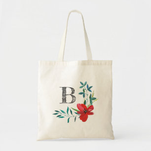 Bolsa Tote Monograma Floral de Aquarela