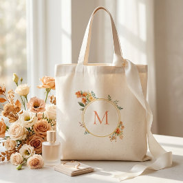Bolsa Tote Monograma Floral de Outono para Damas de Honra