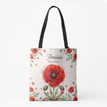 Monograma Floral de Papoula Vermelha em Aquarela A