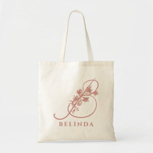 Bolsa Tote Monograma Floral Elegante Rosa Noivado 