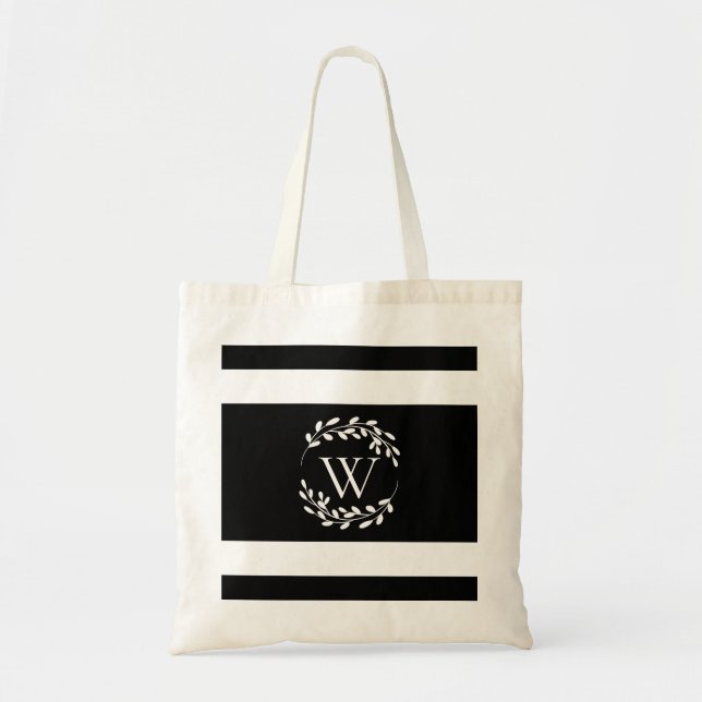 Bolsa Tote Monograma Floral Negro e Branco (Frente)