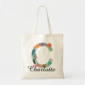 Bolsa Tote Monograma Floral Personalizado Nome Botânico