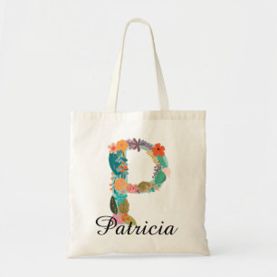 Bolsa Tote Monograma Floral Personalizado Nome Botânico