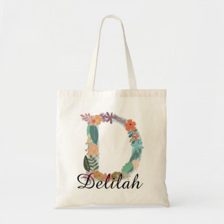 Bolsa Tote Monograma Floral Personalizado Nome Botânico