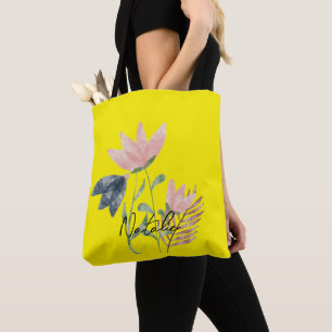 Bolsa Tote Monograma Flores atraentes de verão l Amarelo