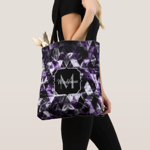 Bolsa Tote Monograma fumarento roxo geométrico da galáxia d