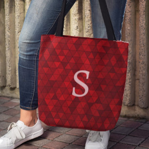 Bolsa Tote Monograma Geométrico dos Triângulos Vermelhos Mode