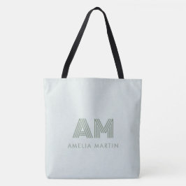 Bolsa Tote Monograma Geométrico Verde Sage Minimalista Person