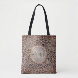 Bolsa Tote Monograma Glitografia Leopardo Chic
