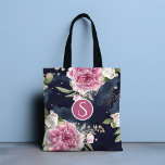 Bolsa Tote Monograma Glitter Aquarela Cor Azul Rosa Cinza<br><div class="desc">Monograma Glitter Watercolor Azul Floral Floral Girly Tote Bag cor-de-rosa-claro apresenta um padrão floral bonito cor-de-rosa e azul-d-água acentuado com brilho dourado com o seu monograma personalizado no centro. Personalize editando o texto na caixa de texto fornecida. Elaborado por ©Evco Studio www.zazzle.com/store/evcostudio</div>