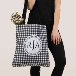 Bolsa Tote Monograma, Grande Xadrez Buffalo Preto e Branco 18