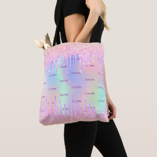 Bolsa Tote Monograma holográfico cor-de-rosa