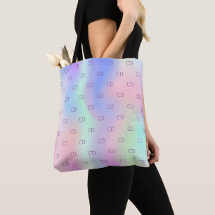 Bolsa Tote Monograma holográfico de cor rosa púrpura, arco-ír