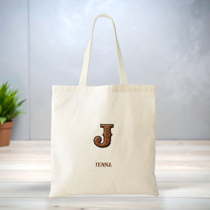 Bolsa Tote Monograma Inicial de Couro Ocidental Trabalhado J