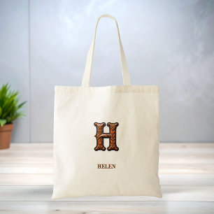 Bolsa Tote Monograma Inicial de Couro Western Trabalhado H