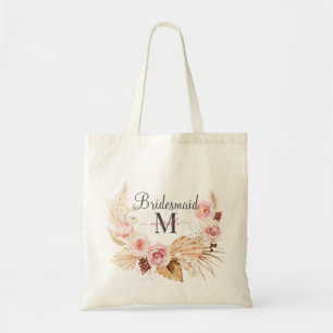 Bolsa Tote Monograma Inicial em Letra de Forma Rosa Preto