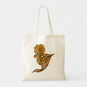 Bolsa Tote Monograma Inicial J Dourado Peony Tote Bag