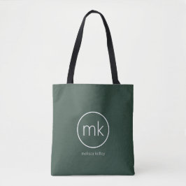 Bolsa Tote Monograma Inicial Minimalista Profissional Verde F