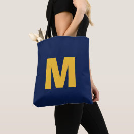 Bolsa Tote Monograma inicial moderno e elegante em amarelo e