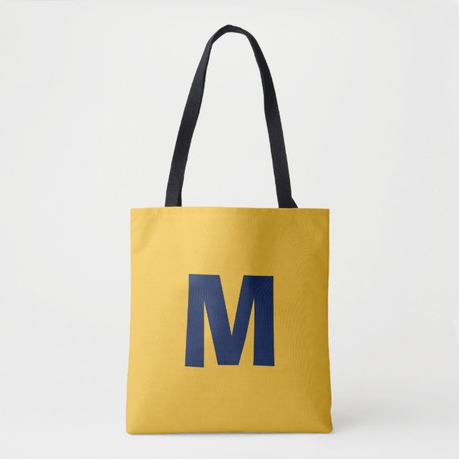Bolsa Tote Monograma inicial moderno e elegante em amarelo e  (Frente)