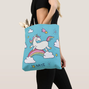 Bolsa Tote Monograma. Kawaii - Doodle Cotovelo Unicórnio