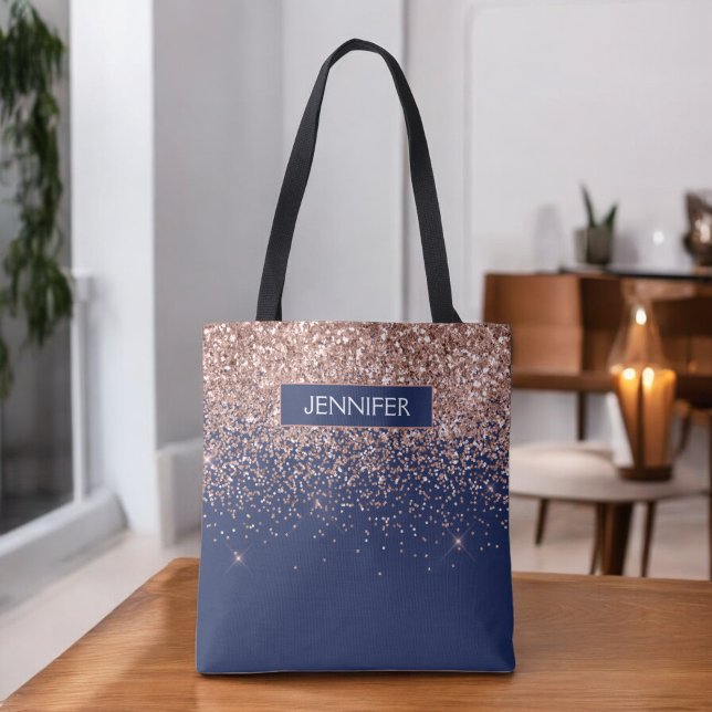 Bolsa Tote Monograma Lantejoulas Bege Rosa Dourado Azul Marin (Criador carregado)