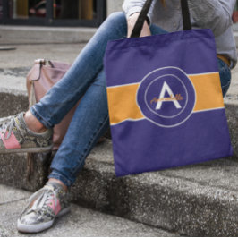 Bolsa Tote Monograma Laranja e Azul Personalizado